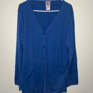 Women's Blue Light Weight Long Sleeve Button Down Cardigan Sweater